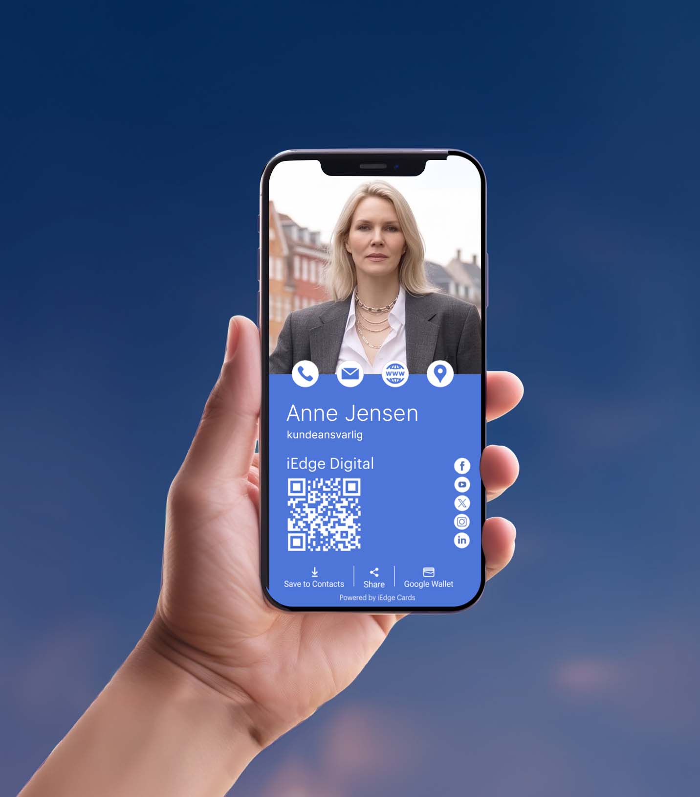 NFC-enabled digital business card for enterprises with contact sharing and lead generation features
