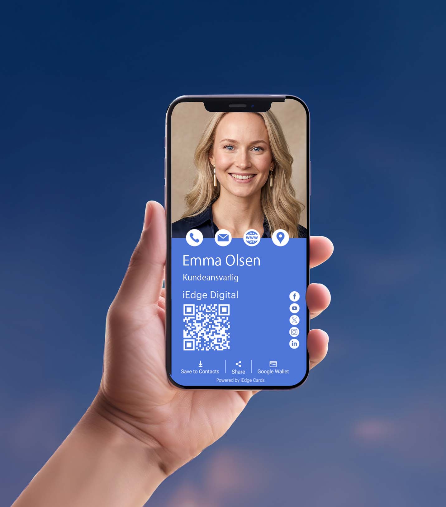 NFC-enabled digital business card for enterprises with contact sharing and lead generation features